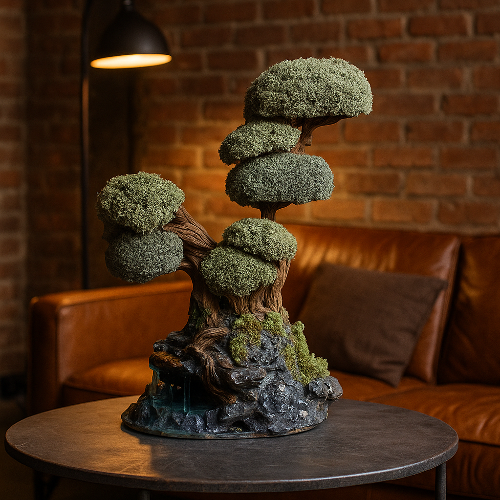 Интерьерное дерево с кронами исландского мха цетрарии